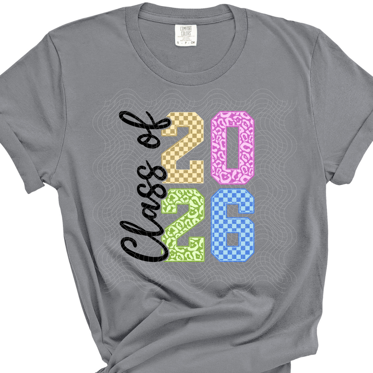 CLASS OF 2026 CHECKERED BLK TXT - DTF TRANSFER