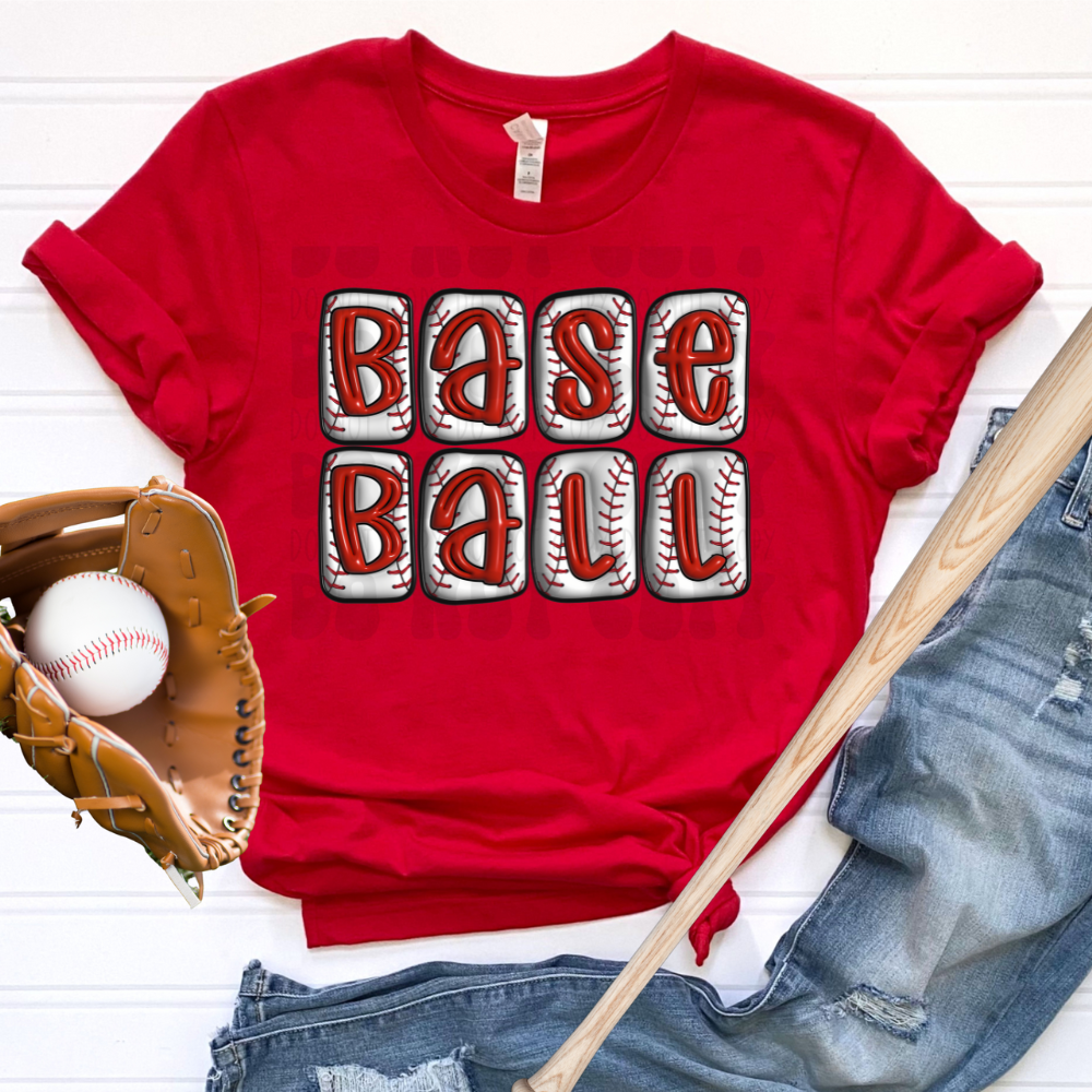 BASEBALL BUBBLE LETTERS DTF TRANSFER Our Little Tribe Transfers