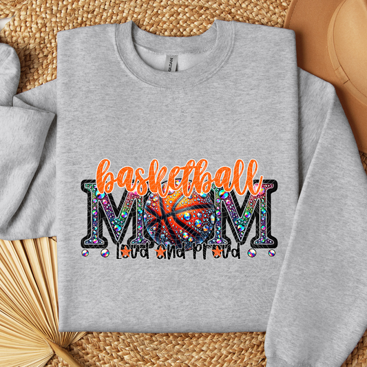 BASKETBALL MOM RHINESTONES ORANGE - DTF TRANSFER