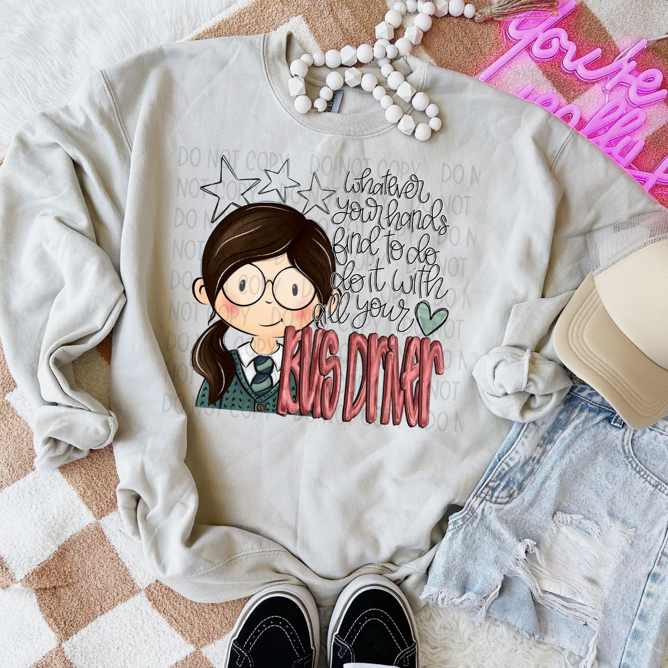 BUS DRIVER DARK HAIR - DTF TRANSFER