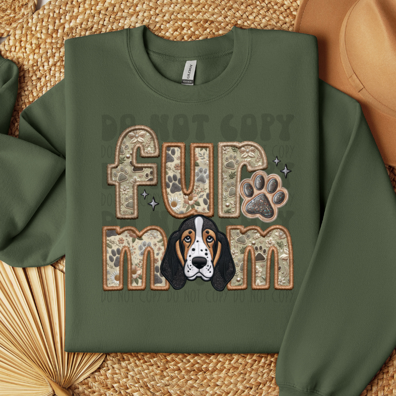 BASSET HOUND - FAUX EMBROIDERY - DTF TRANSFER