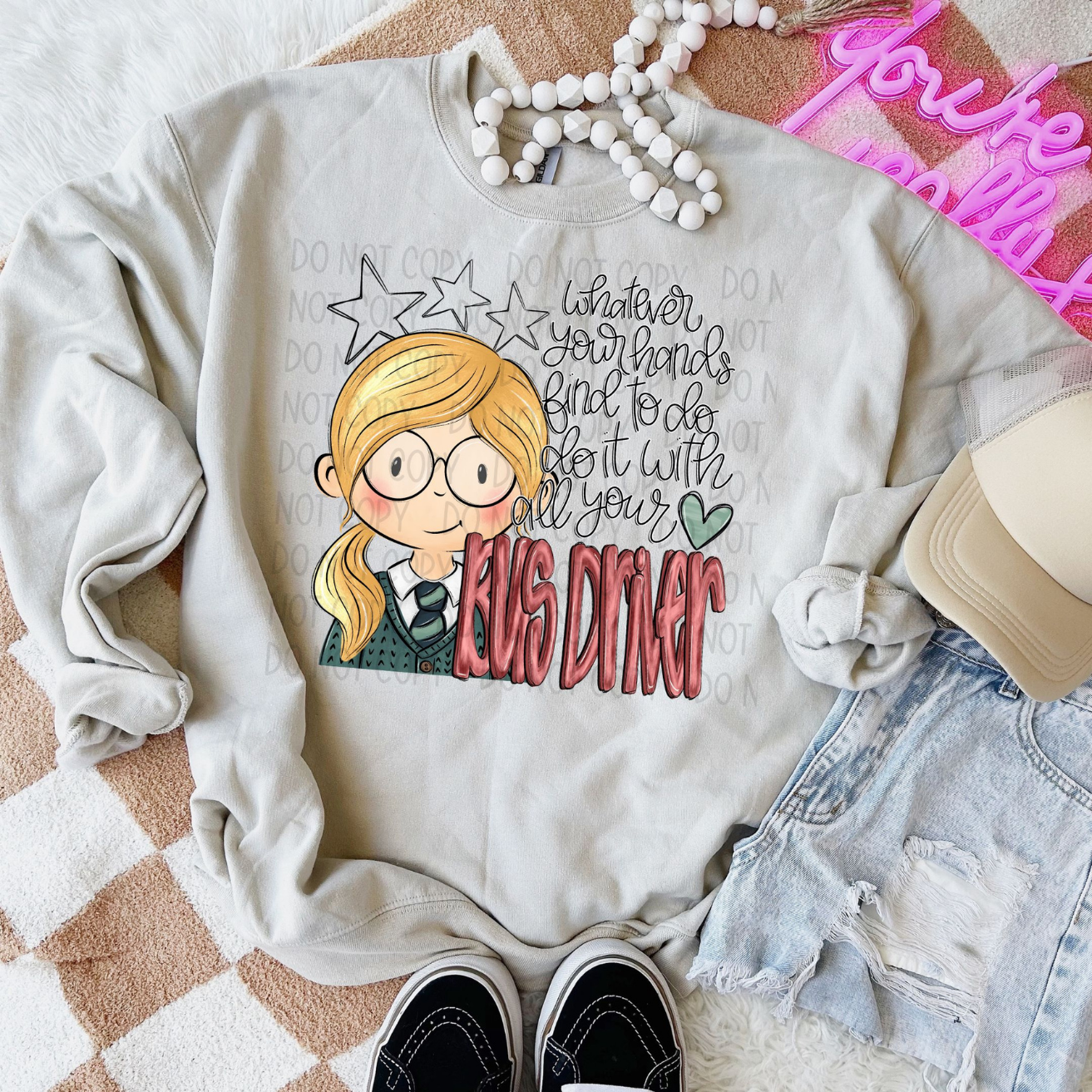 BUS DRIVER BLONDE HAIR - DTF TRANSFER