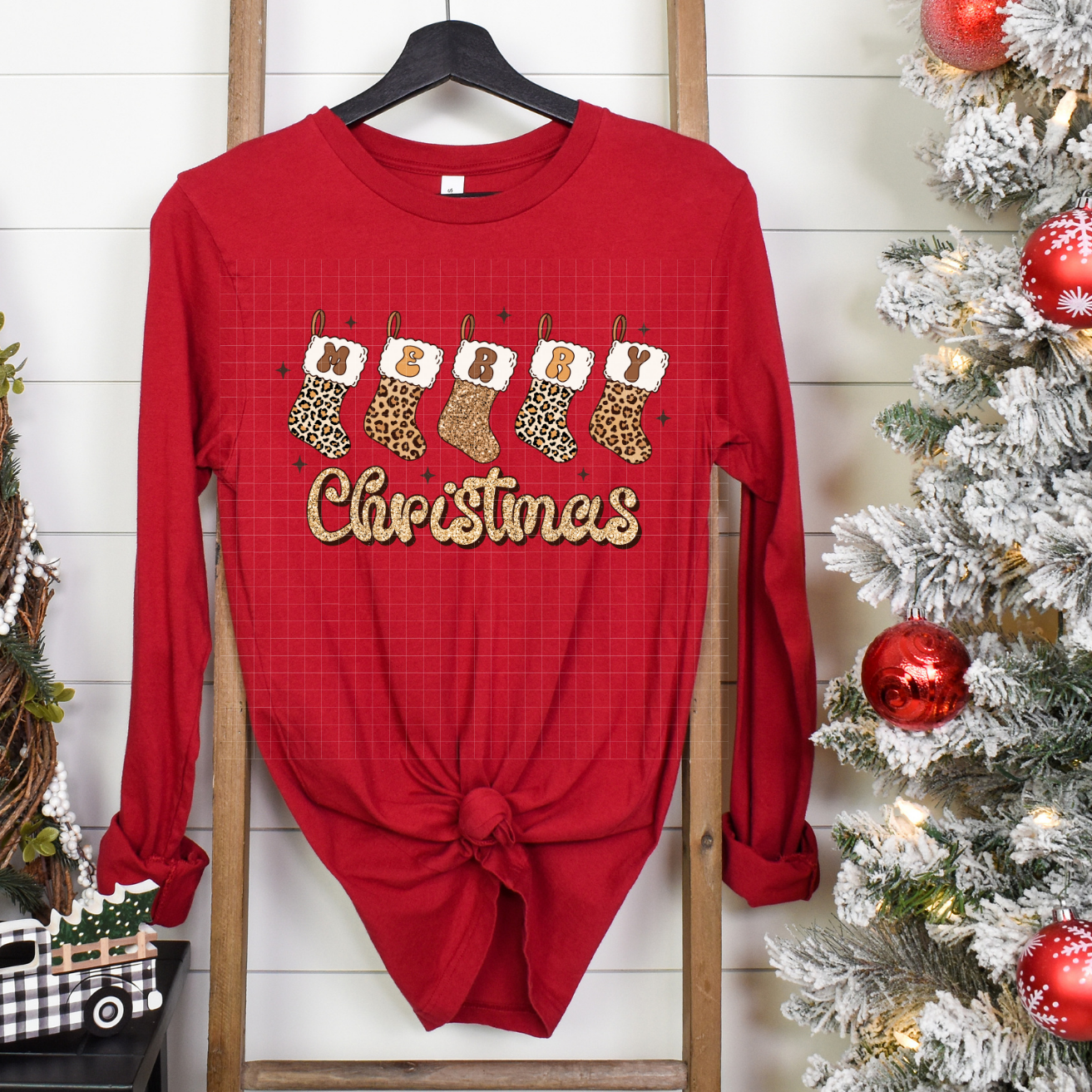 MERRY CHRISTMAS LEOPARD STOCKINGS - DTF TRANSFER