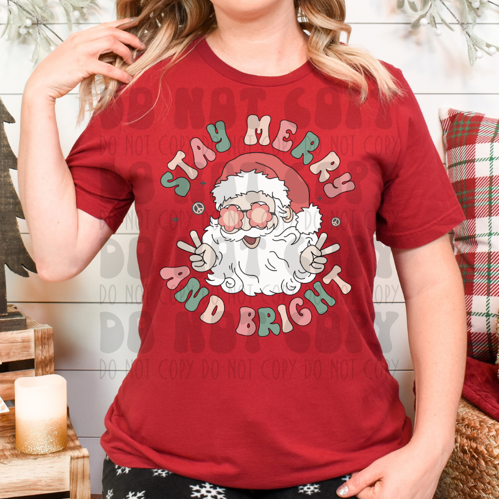 GROOVY SANTA STAY MERRY AND BRIGHT - DTF TRANSFER
