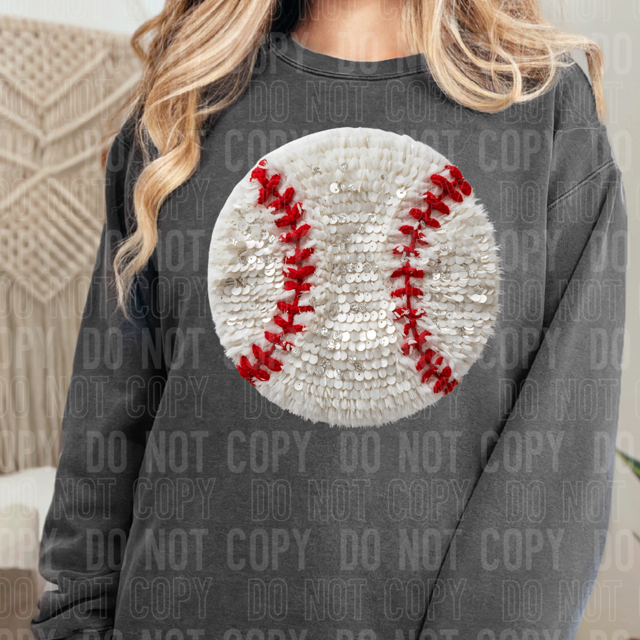 FAUX YARN/SEQUINS BASEBALL - DTF TRANSFER