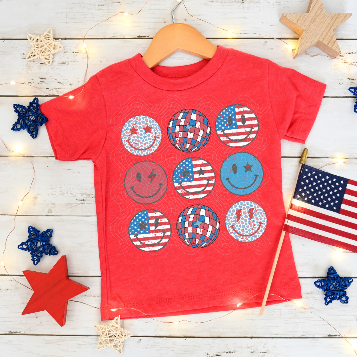 PATRIOTIC SMILES DISTRESSED - DTF TRANSFER