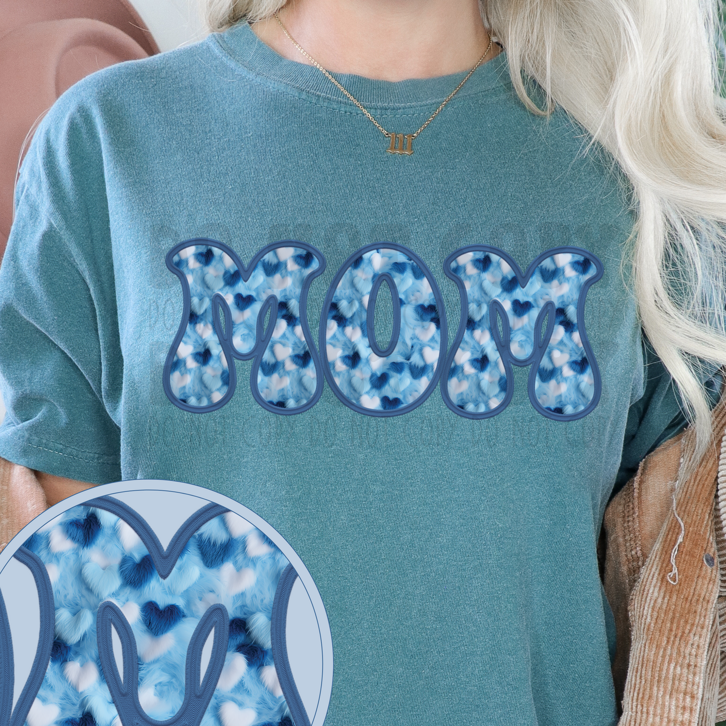 MOM BLUE HEARTS - DTF TRANSFER