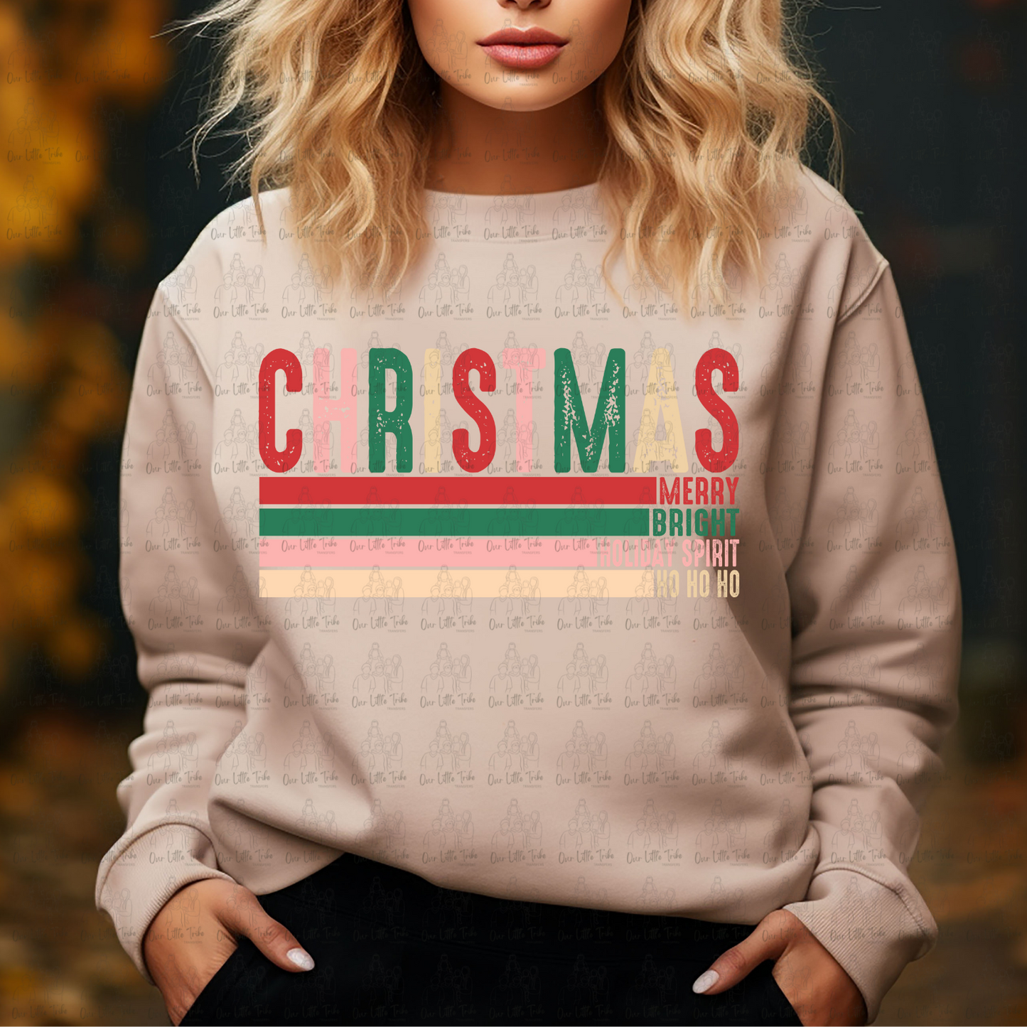 STACKED CHRISTMAS - NO ADDITIONAL DISTRESSING - DTF TRANSFER