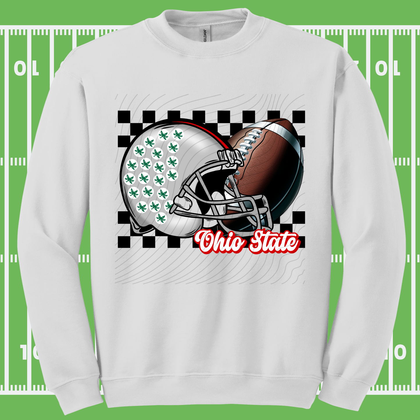 OH FOOTBALL CHECKERED BACKGROUND - DTF TRANSFER