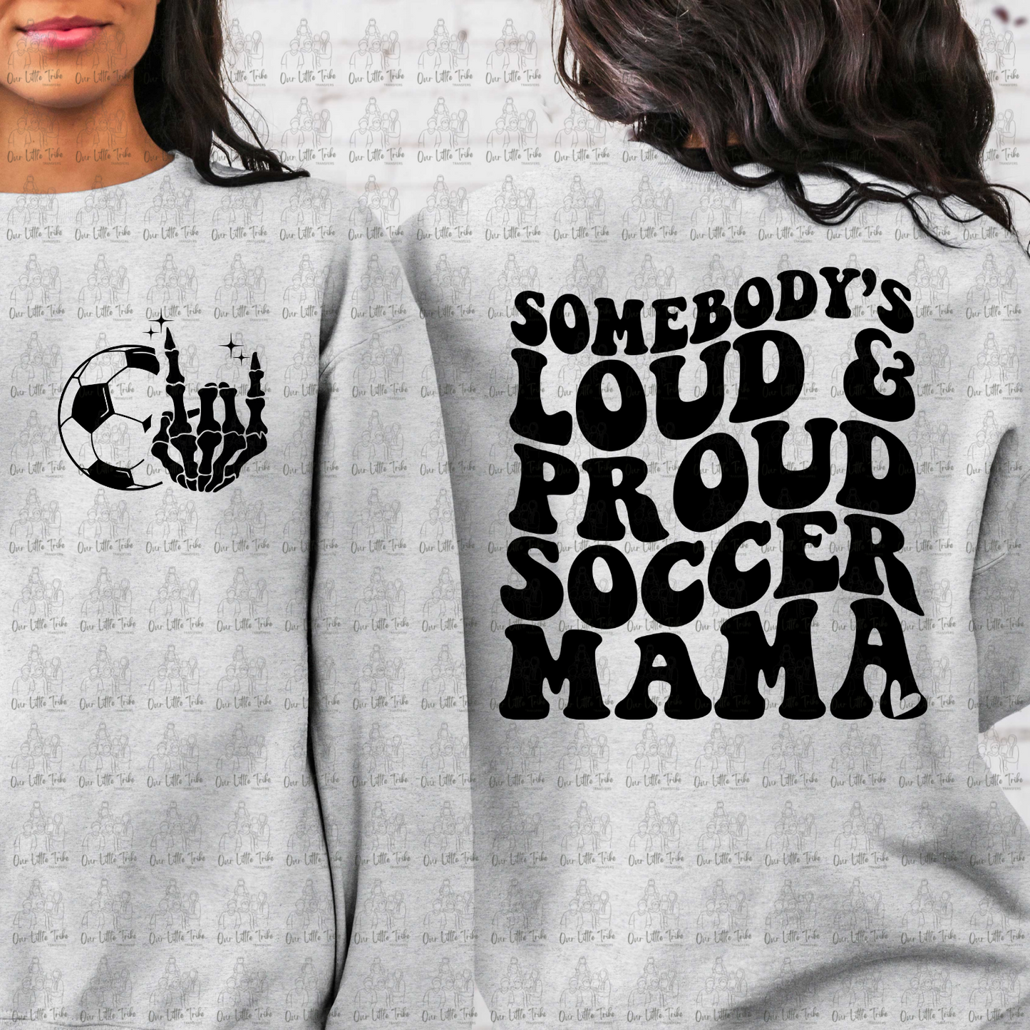 LOUD & PROUD SOCCER MOM W/ POCKET - BLACK - DTF TRANSFER
