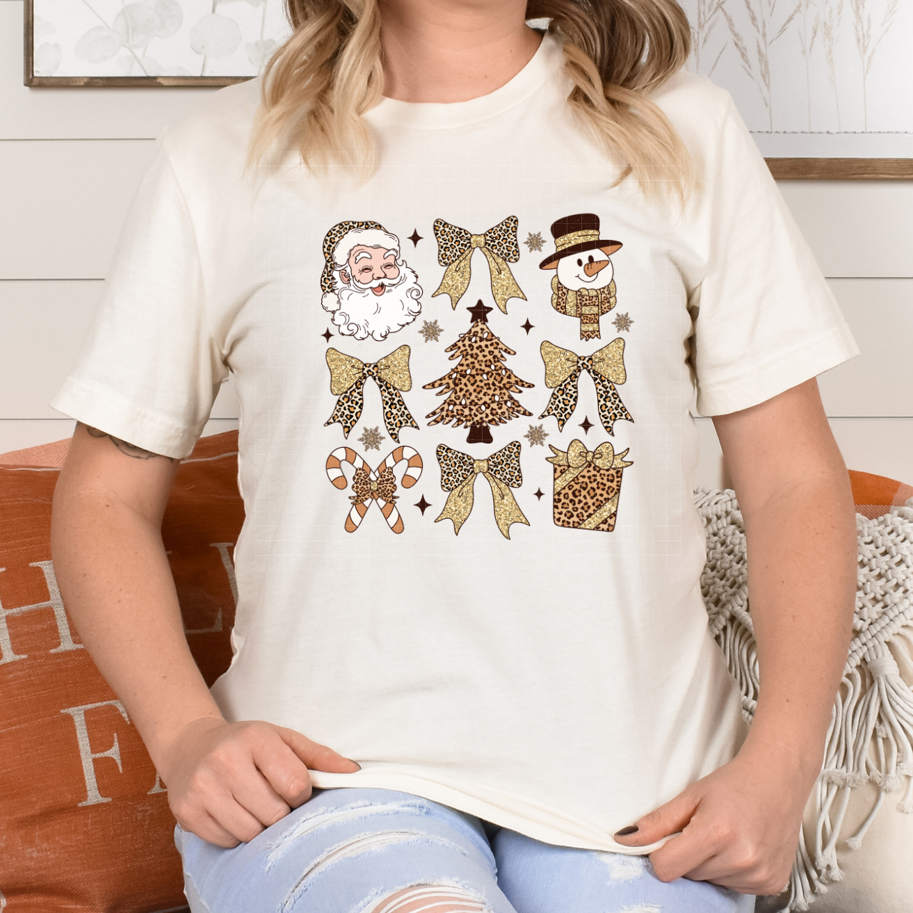 CHRISTMAS COLLAGE LEOPARD - DTF TRANSFER