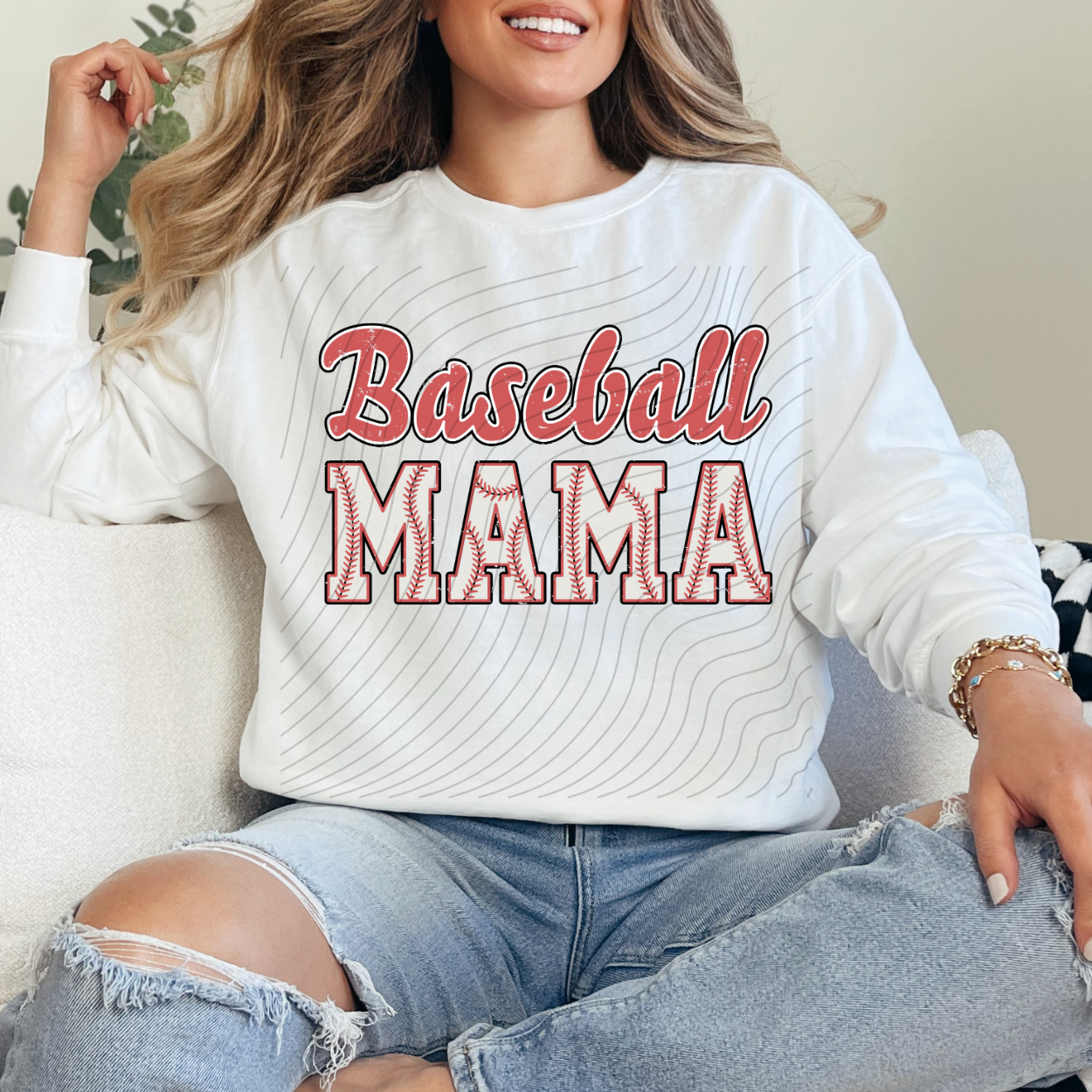 RETRO BASEBALL MAMA DISTRESSED - DTF TRANSFER
