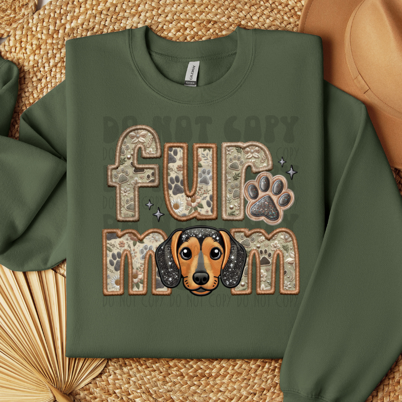 MINI DASCHUND - FAUX EMBROIDERY - DTF TRANSFER
