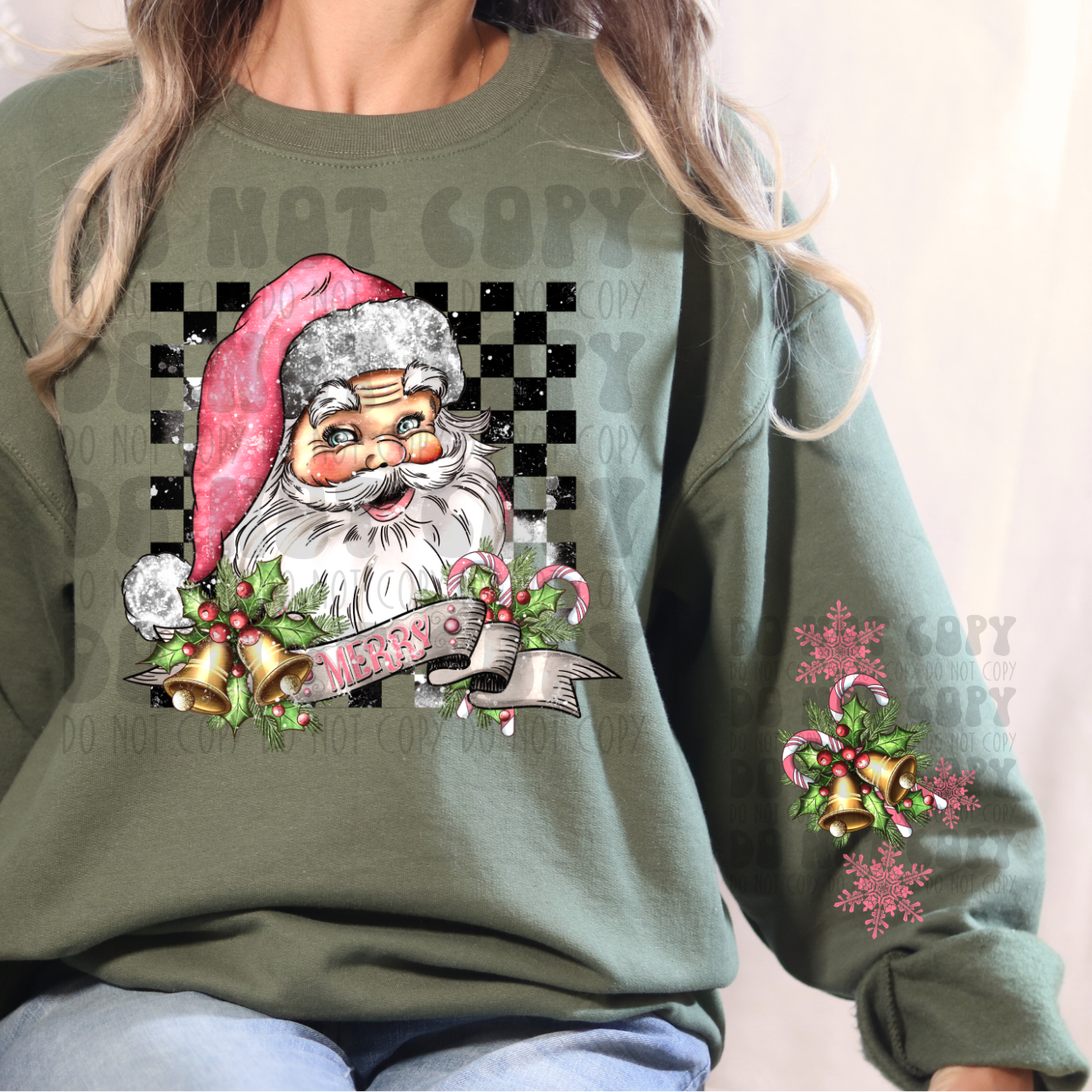 MERRY SANTA LIGHT W/ SLEEVE - DTF TRANSFER