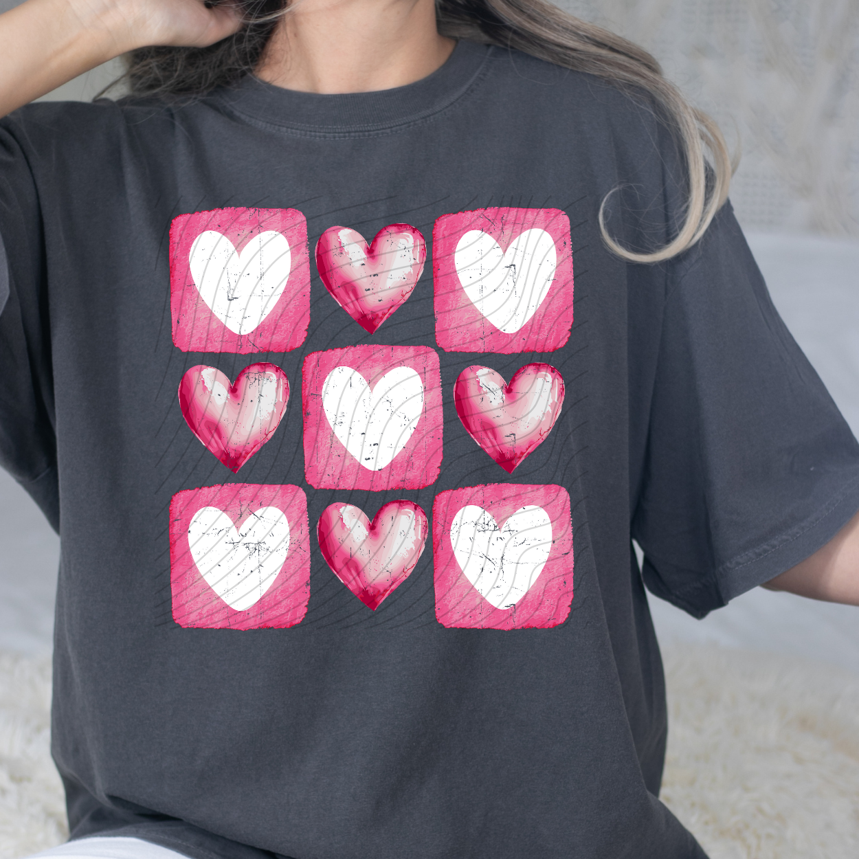HEARTS WATERCOLOR GRID - DTF TRANSFER