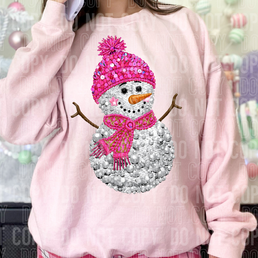 FAUX SEQUINS SNOWMAN - DTF TRANSFER