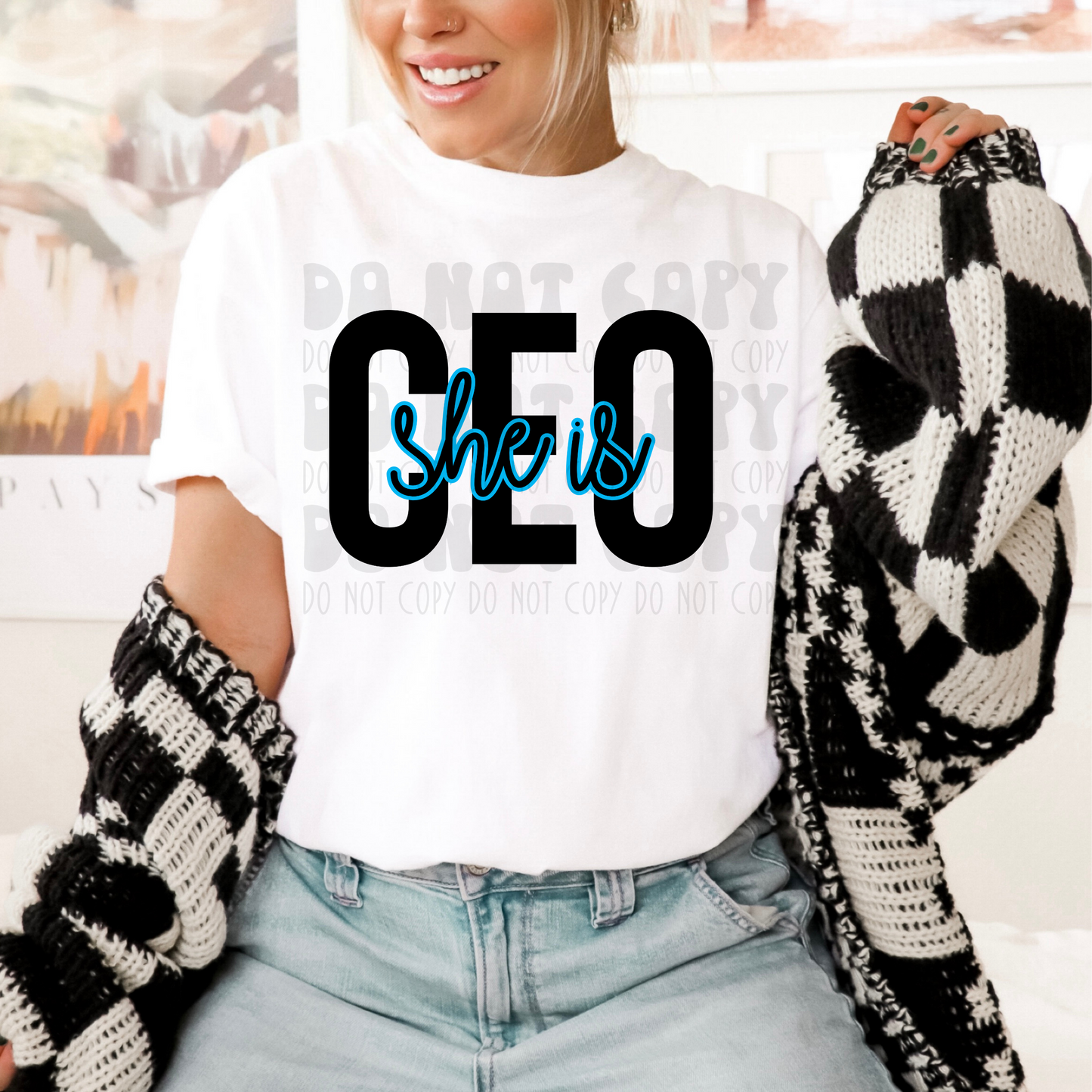 SHE IS CEO - BLK&BLUE - DTF TRANSFER