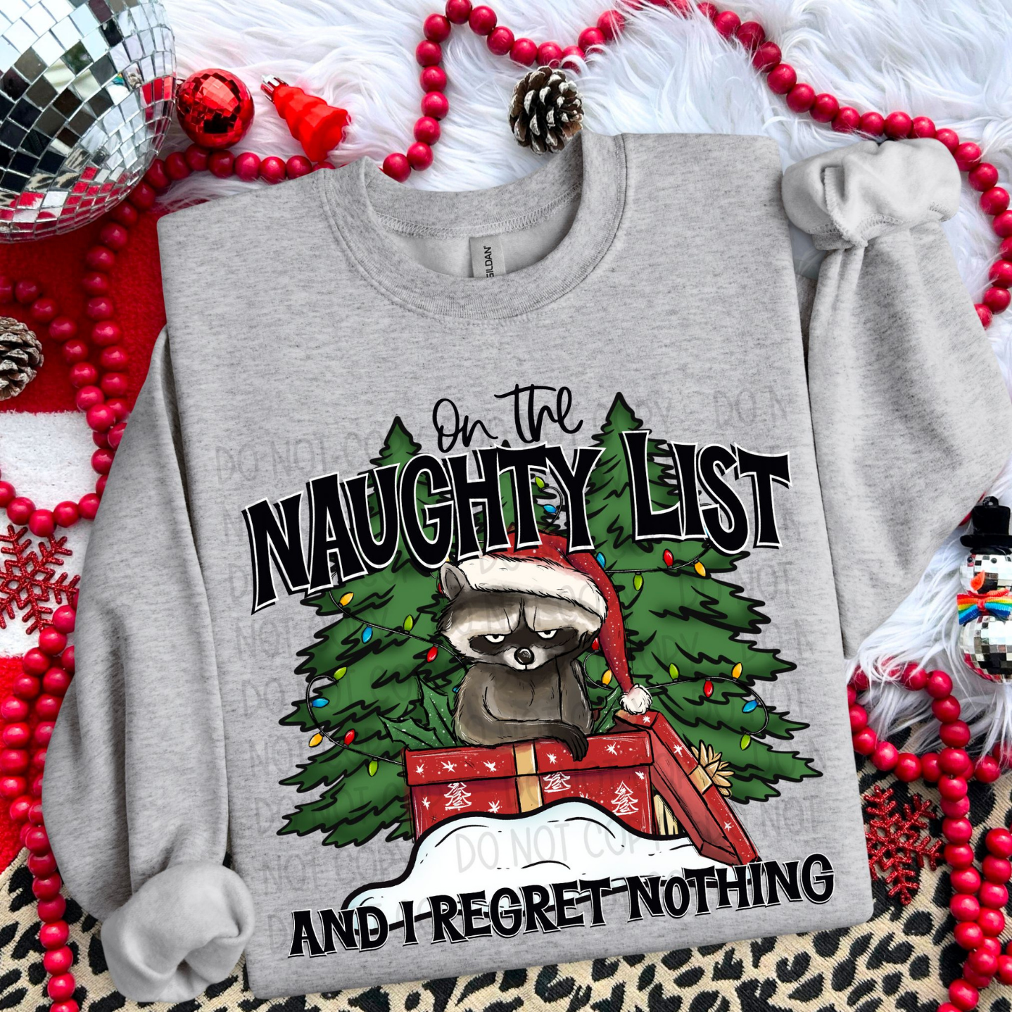 NAUGHTY LIST RACCOON - DTF TRANSFER