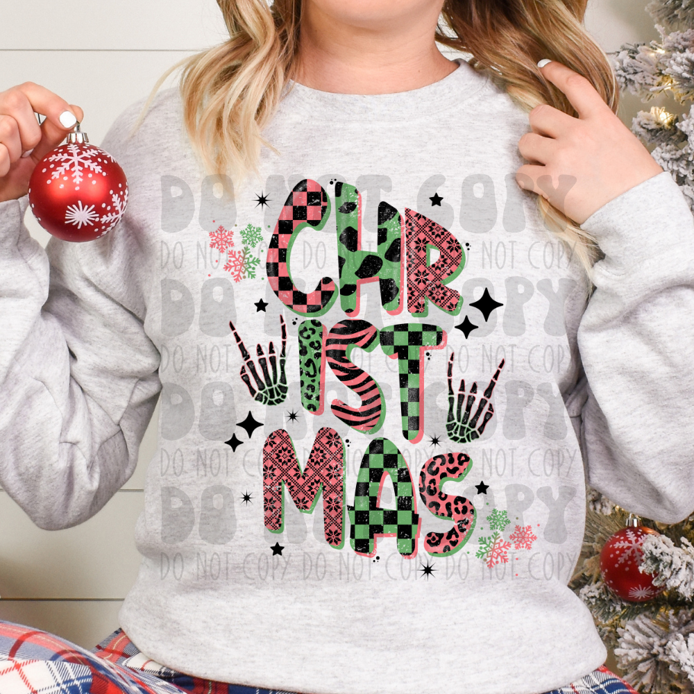 CHR.IST.MAS PINK/GREEN - DISTRESSED - DTF TRANSFER