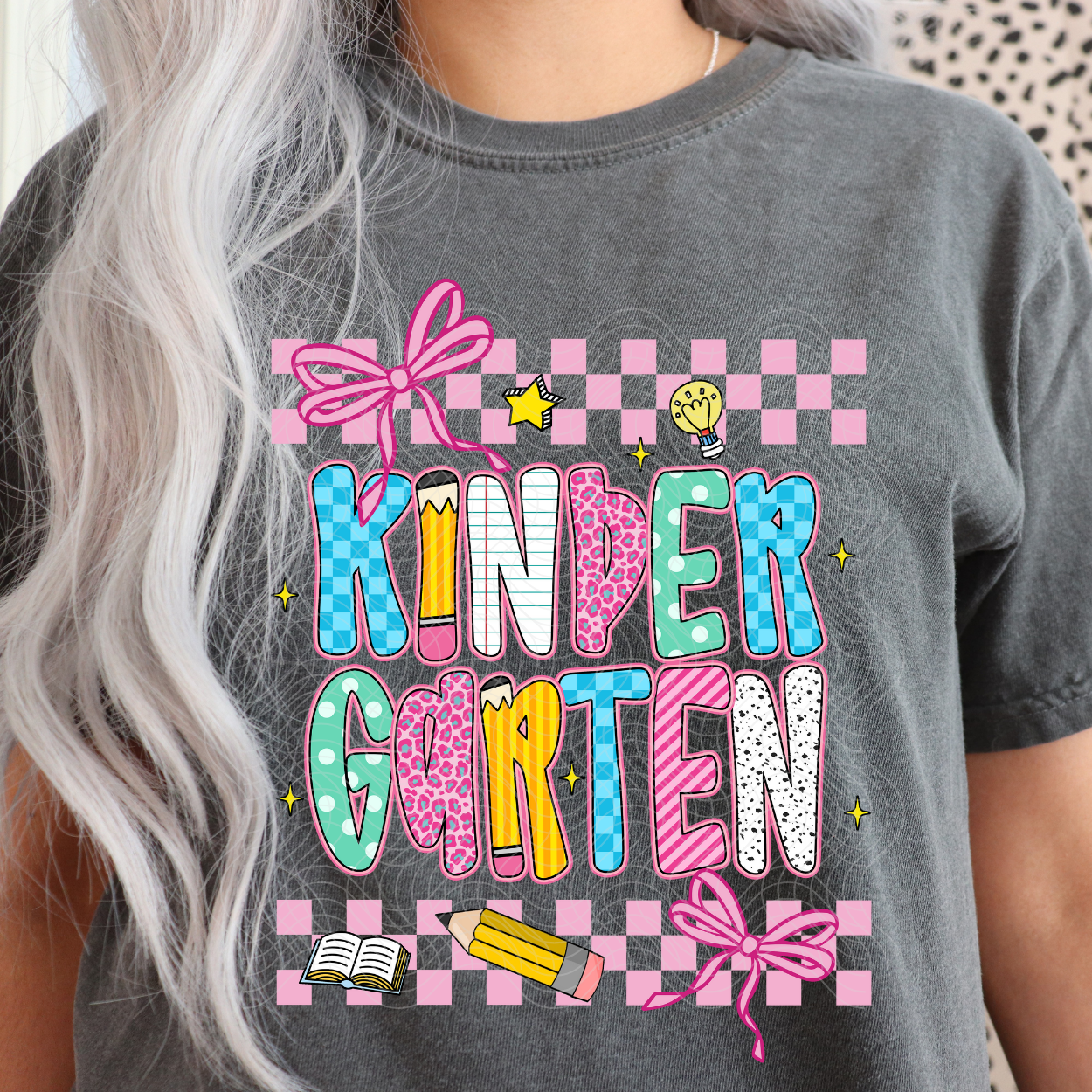 KINDERGARTEN PINK CHECKERED - DTF TRANSFER