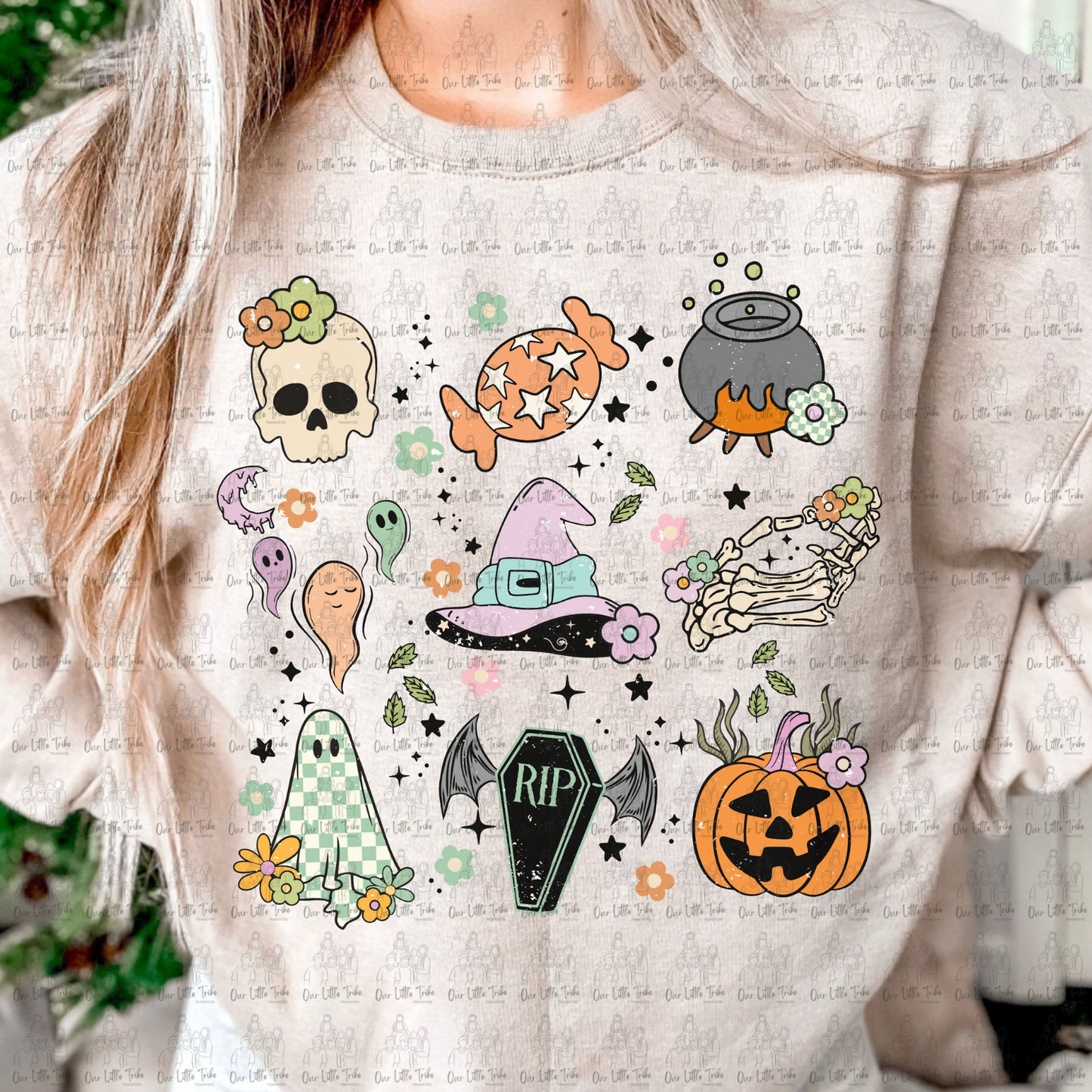 RETRO HALLOWEEN COLLAGE - GRUNGE EFFECT - DTF TRANSFER