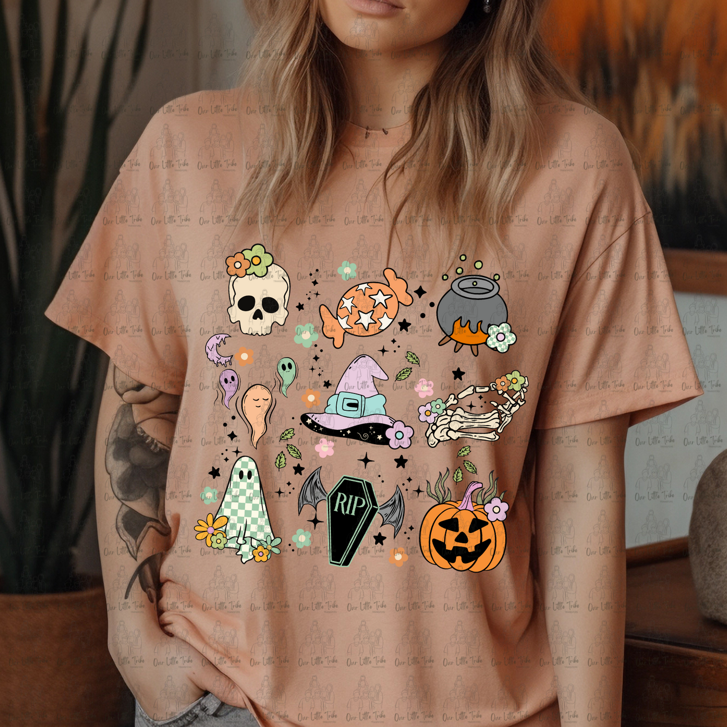 RETRO HALLOWEEN COLLAGE - NO GRUNGE - DTF TRANSFER