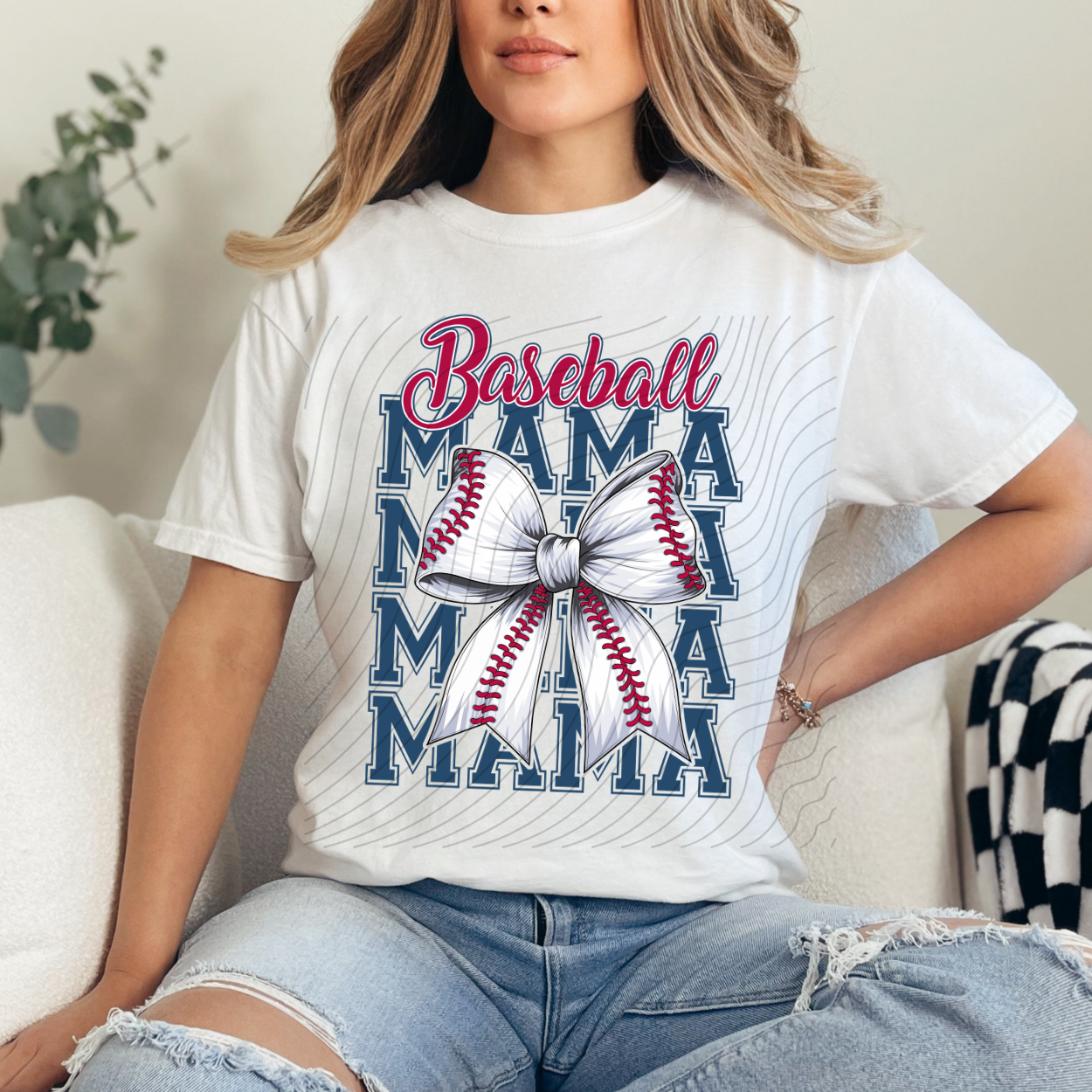 BASEBALL MAMA STACKED BOW - DTF TRANSFER