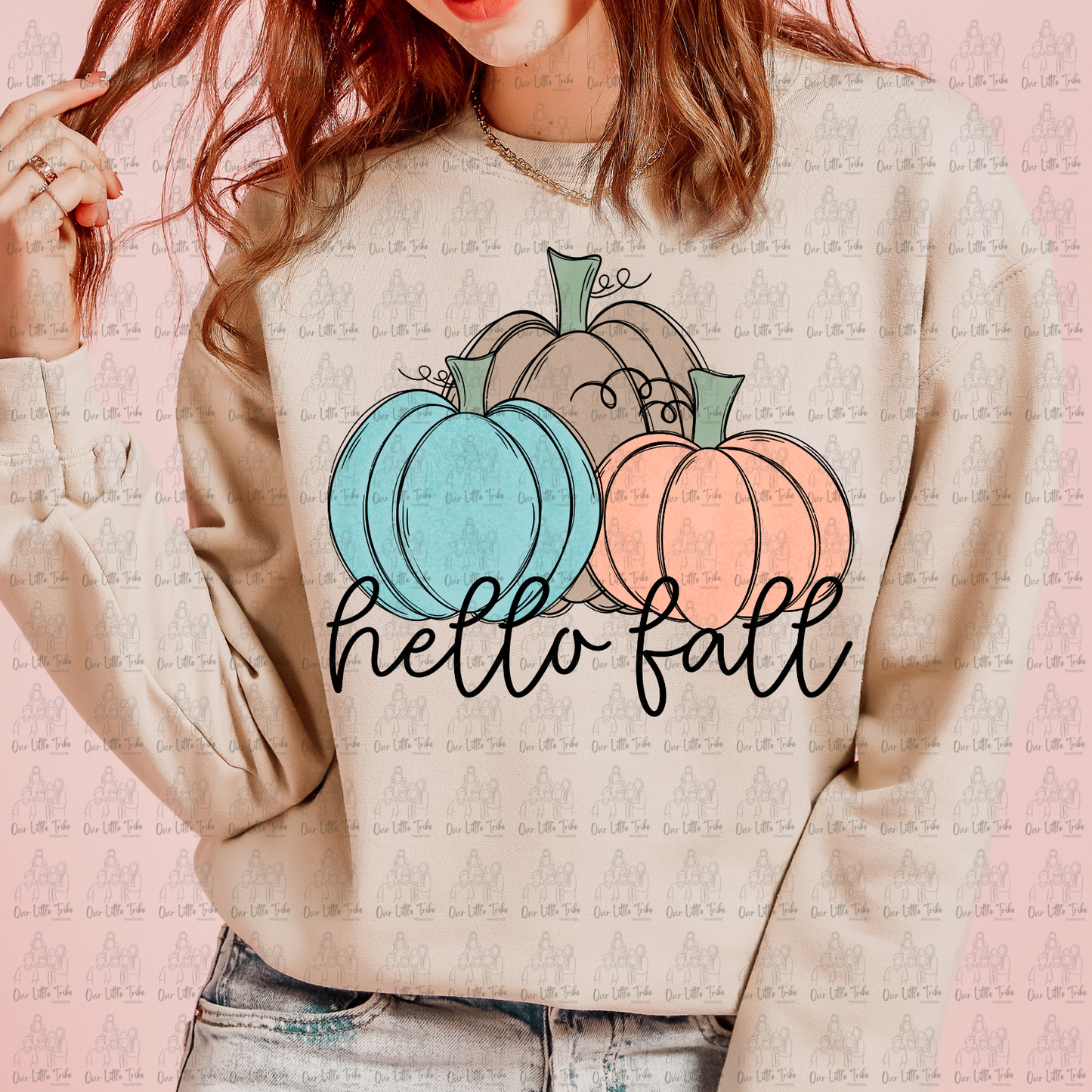 HELLO FALL PASTEL PUMPKINS - DTF TRANSFER