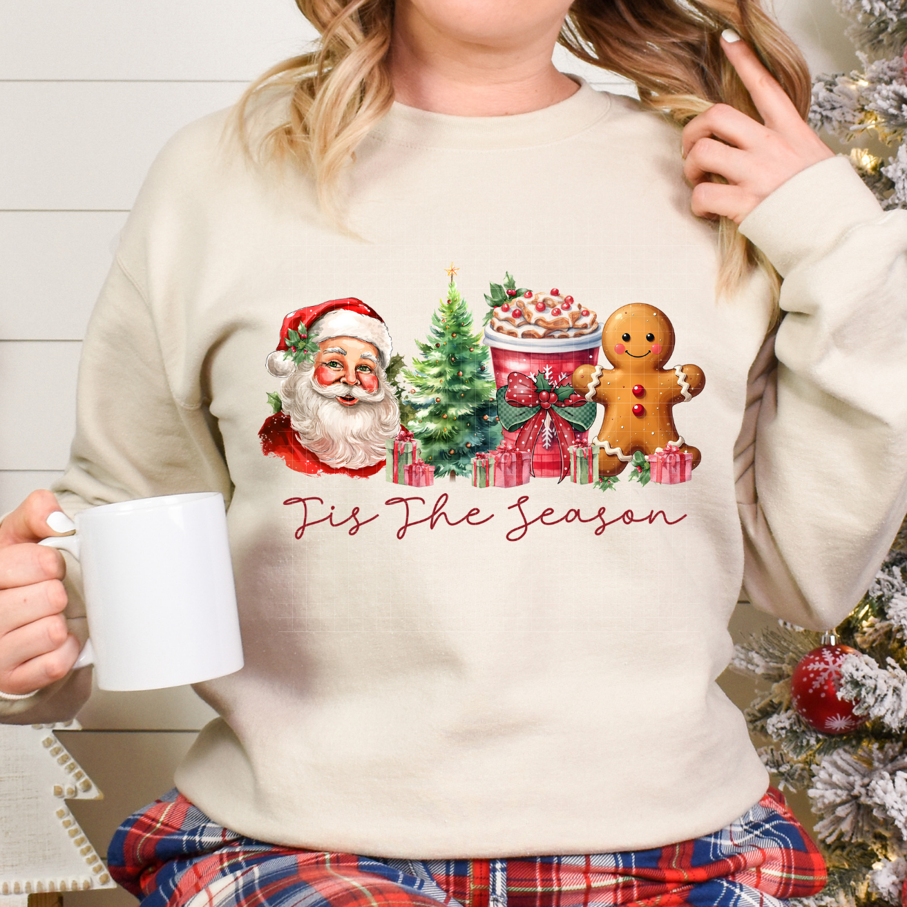 TIS THE SEASON SANTA/TREE/COFFEE/GINGERBREAD - DTF TRANSFER