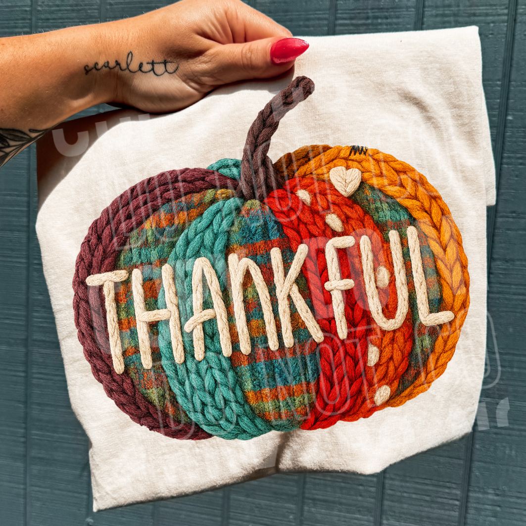 FAUX YARN THANKFUL PUMPKIN - DTF TRANSFER
