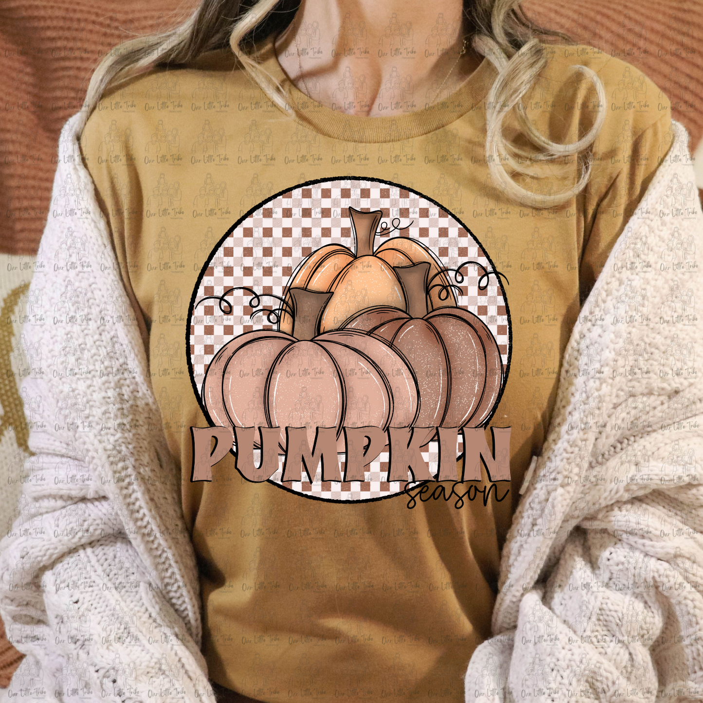 PUMPKIN SEASON - BROWN CHECKERED - DTF TRANSFER
