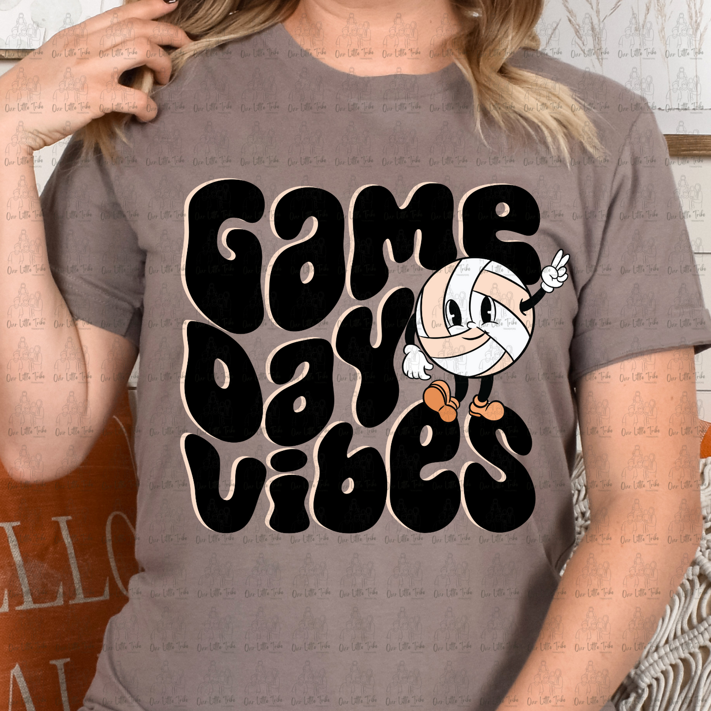 RETRO GAME DAY VIBES VOLLEYBALL - DTF TRANSFER