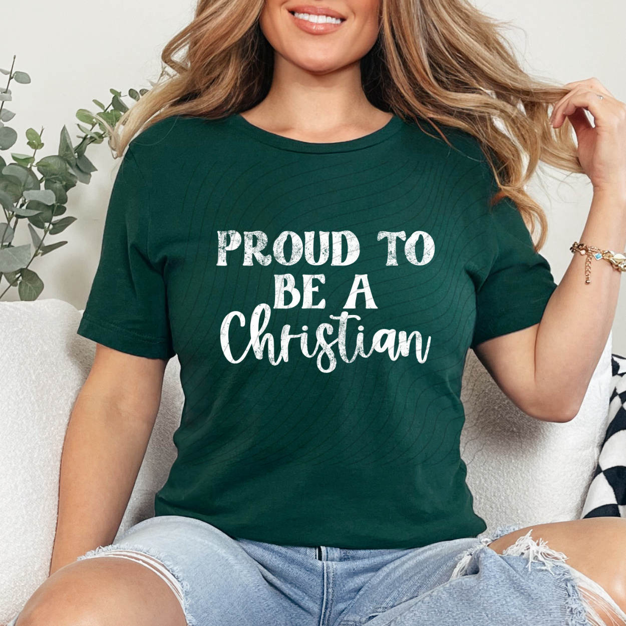 PROUD TO BE A CHRISTIAN WHT DISTRESSED - DTF TRANSFER
