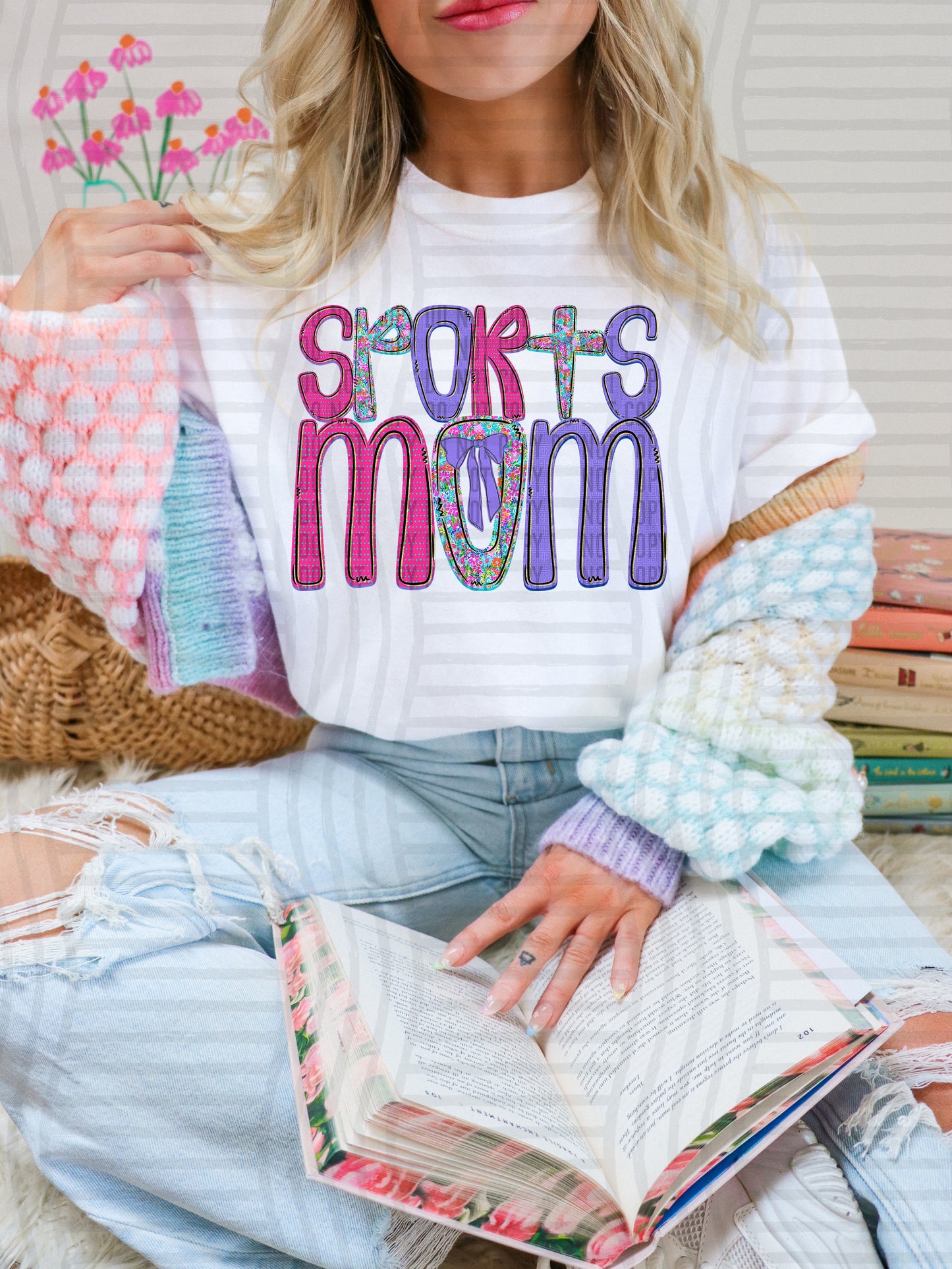 FLORAL SPORTS MOM - DTF TRANSFER