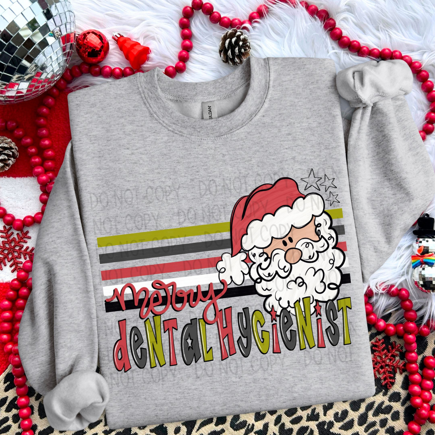 RETRO STRIPE SANTA DENTAL HYGIENIST - DTF TRANSFER