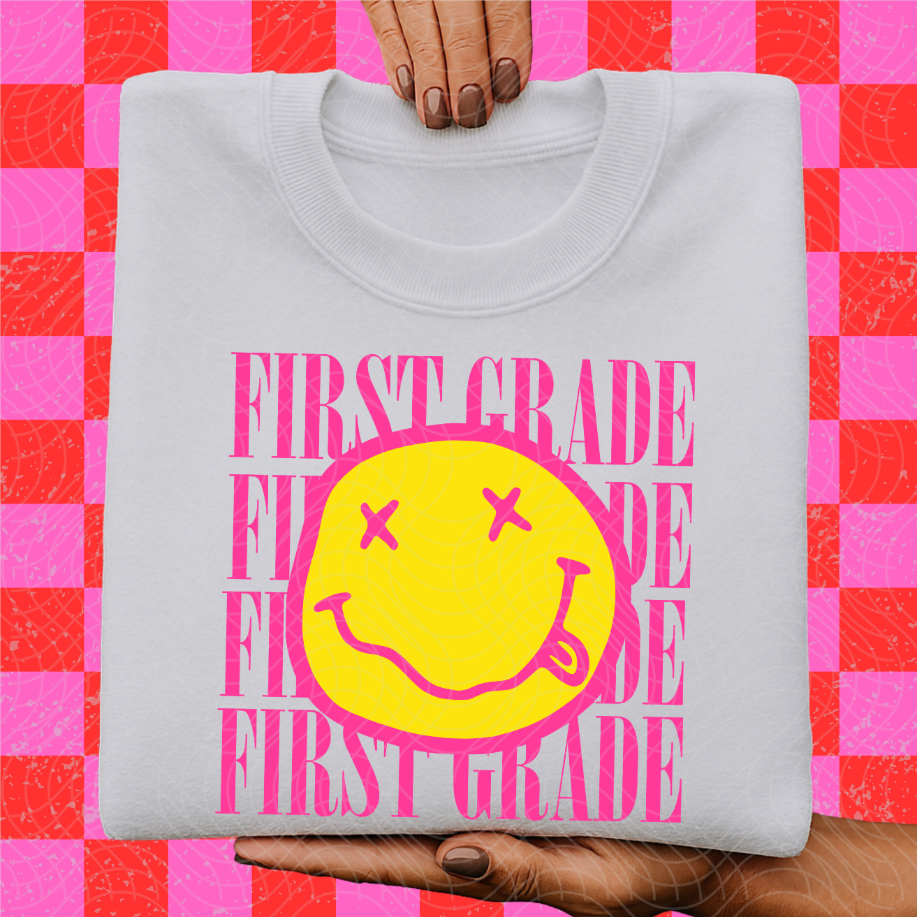 FIRST GRADE SMILEY PINK - DTF TRANSFER