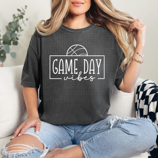 GAME DAY VIBES SIMPLE BASKETBALL WHT - DTF TRANSFER