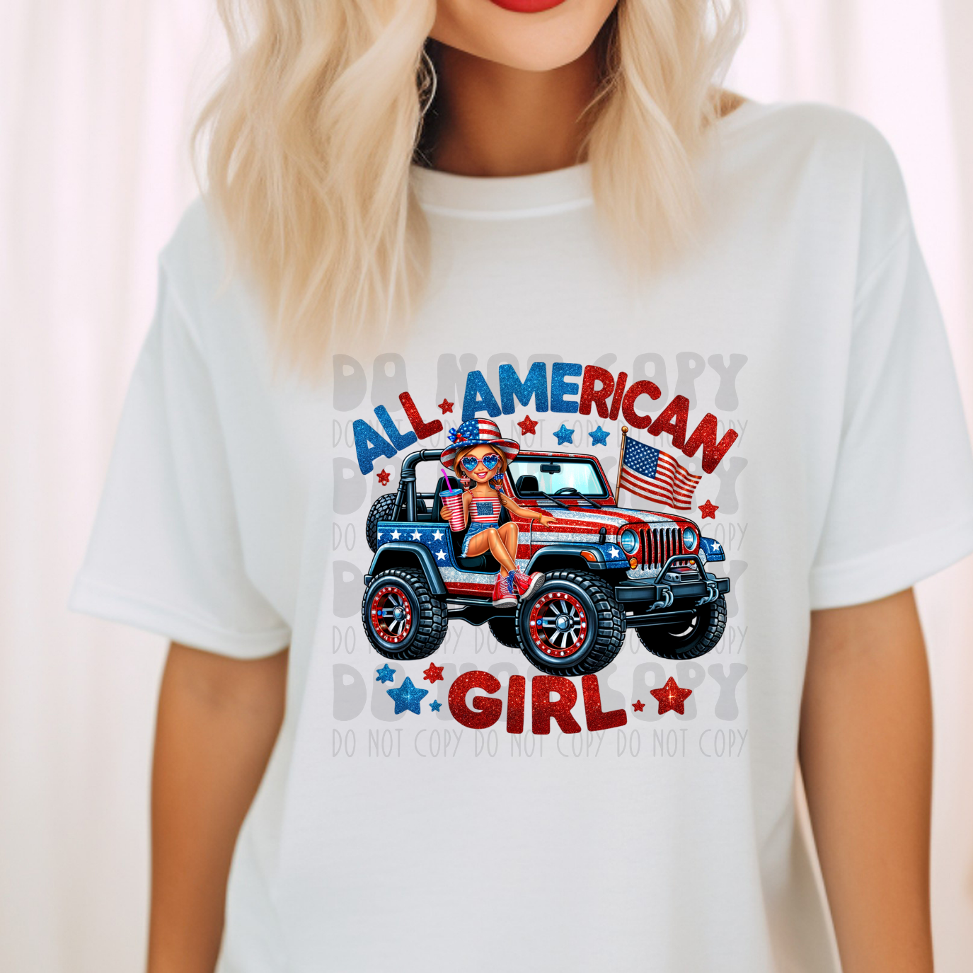 ALL AMERICAN GIRL JEEP - DTF TRANSFER