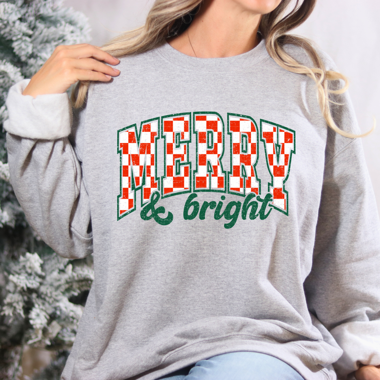 CHECKERED MERRY & BRIGHT - DTF TRANSFER