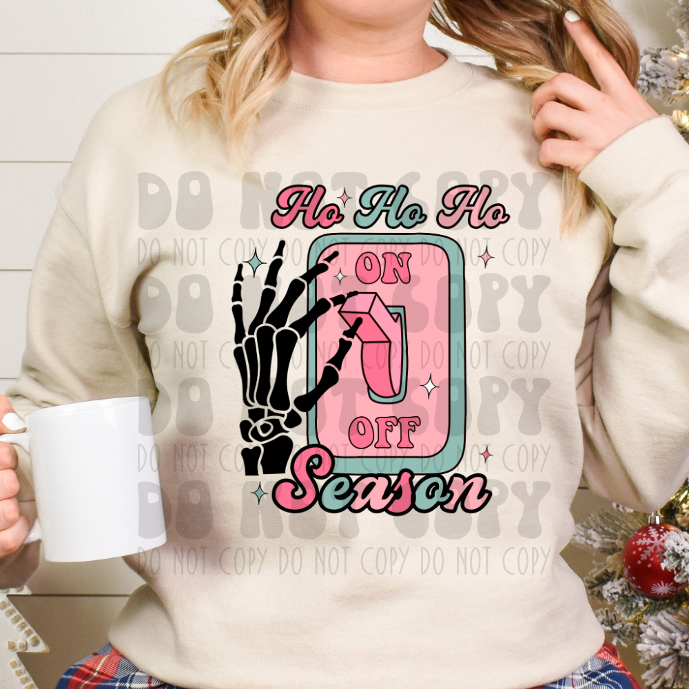 HO HO HO SEASON SWITCH - PINK/TEAL - DTF TRANSFER