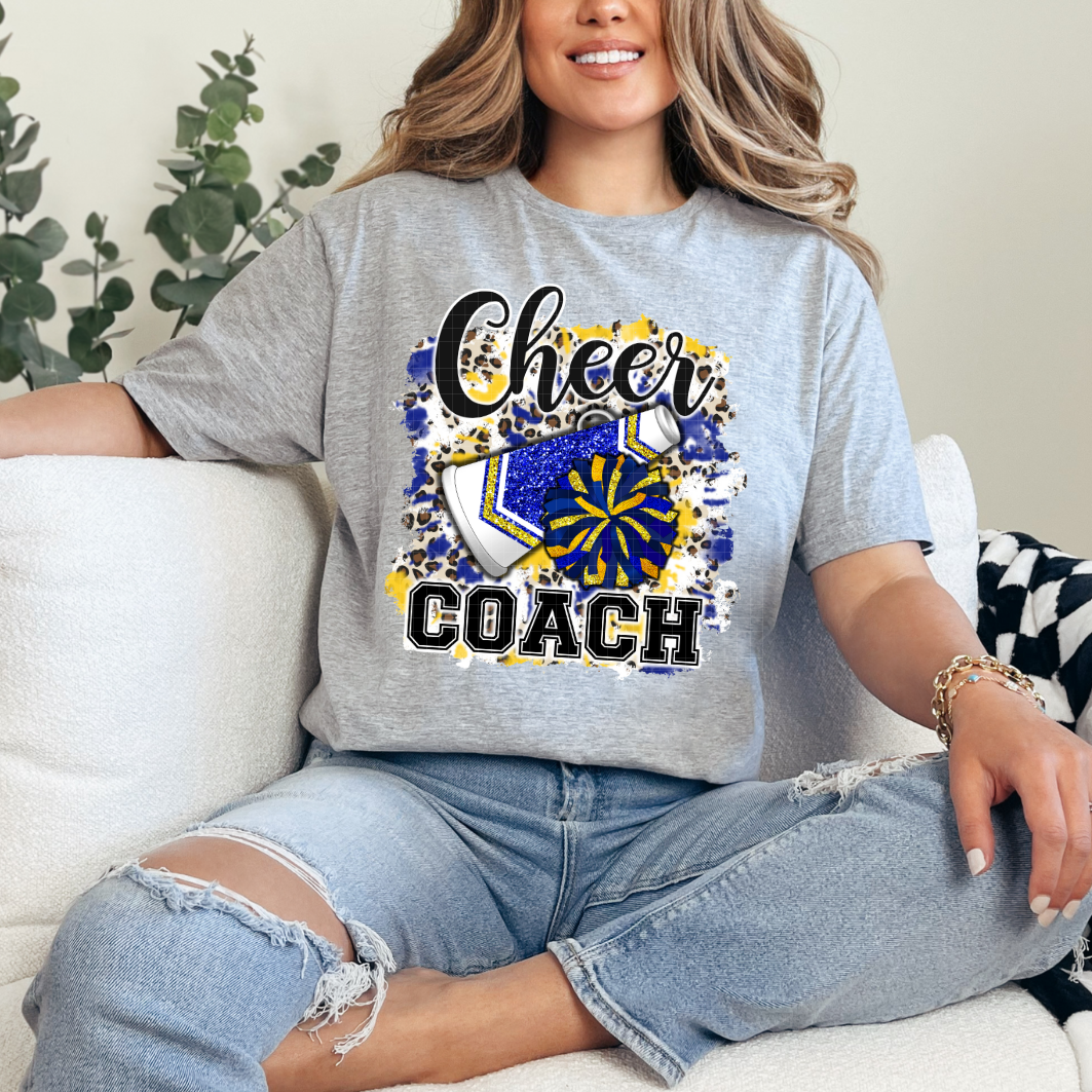 CHEER COACH BLUE & YELLOW - DTF TRANSFER