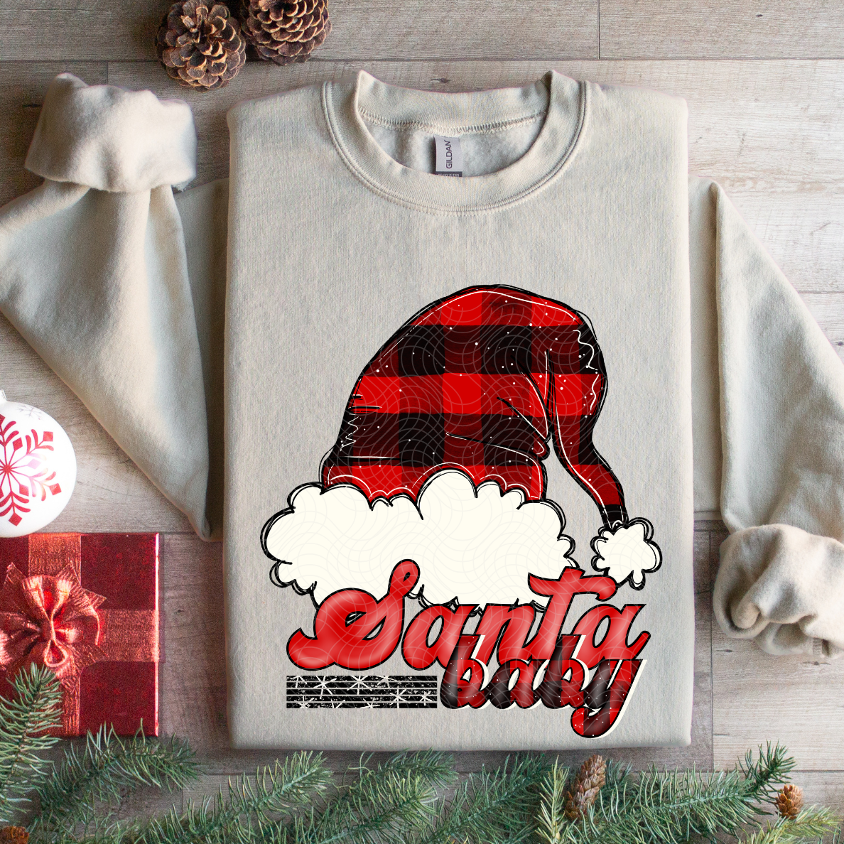 SANTA BABY CHECKERED HAT - DTF TRANSFER