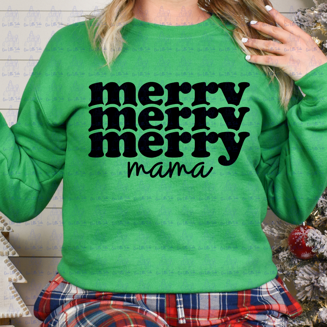 MERRY MAMA STACKED RETRO - BLACK - DTF TRANSFER