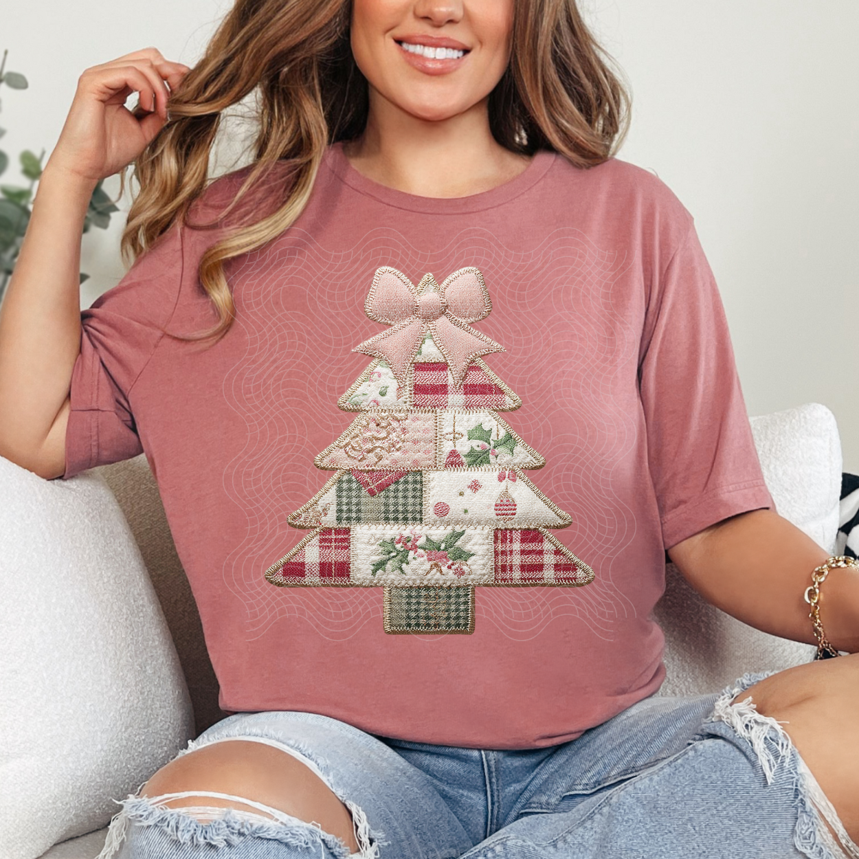 TREE FAUX PATCHWORK - DTF TRANSFER