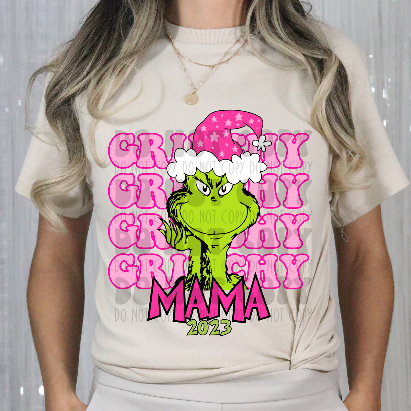 GRINCHY STACKED GREEN GUY MAMA 2023 - PINK - DTF TRANSFER
