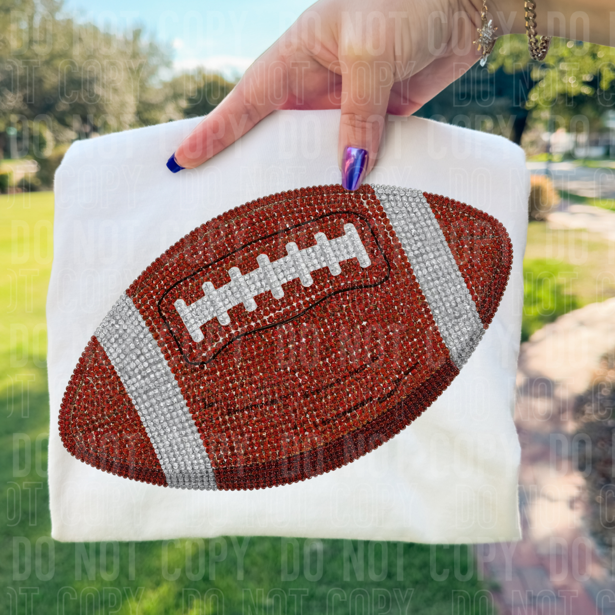 FAUX RHINESTONES FOOTBALL - DTF TRANSFER