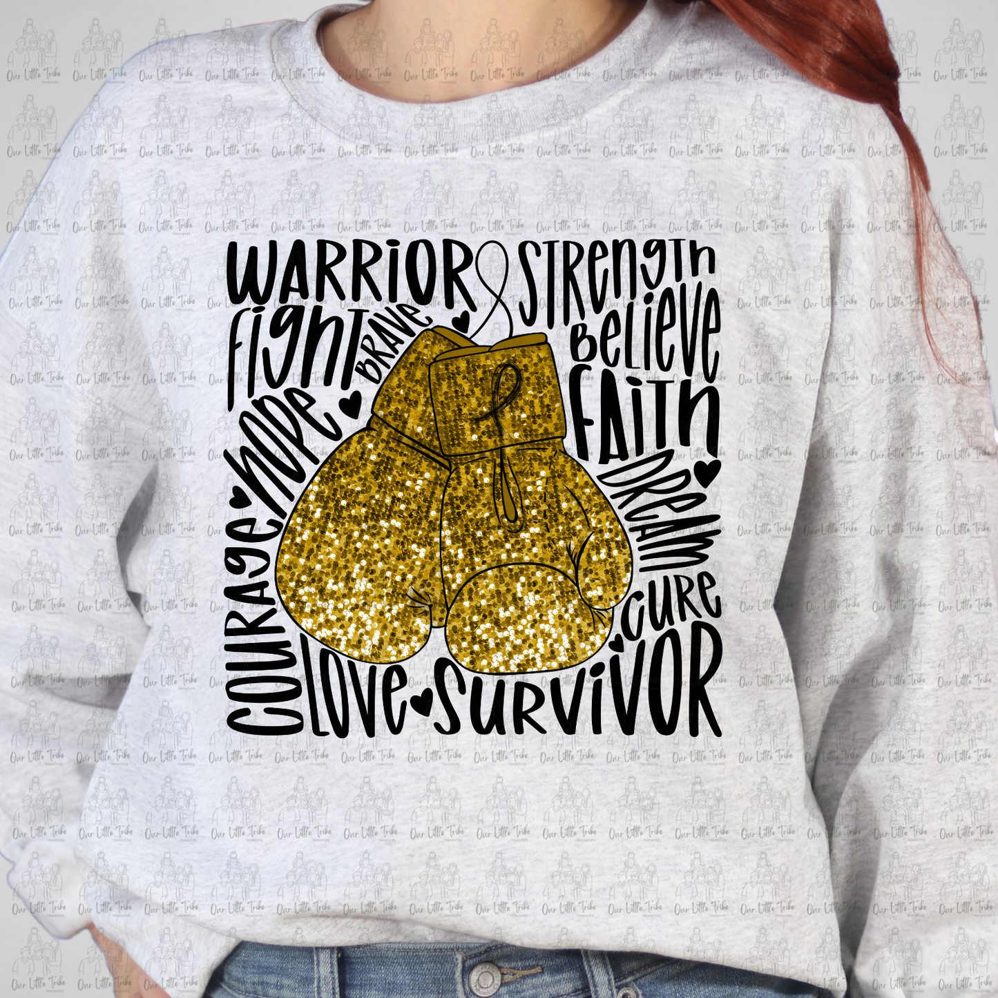 GOLD SEQUIN GLOVES - FAUX SEQUIN - DTF TRANSFER