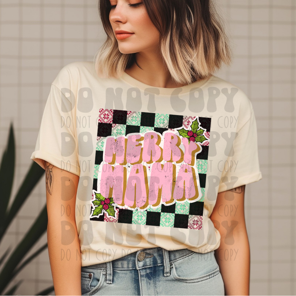 MERRY MAMA - DISTRESSED - DTF TRANSFER