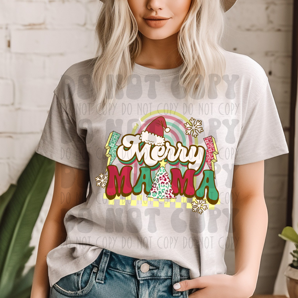 MERRY MAMA RETRO - YELLOW BACKGROUND - DTF TRANSFER