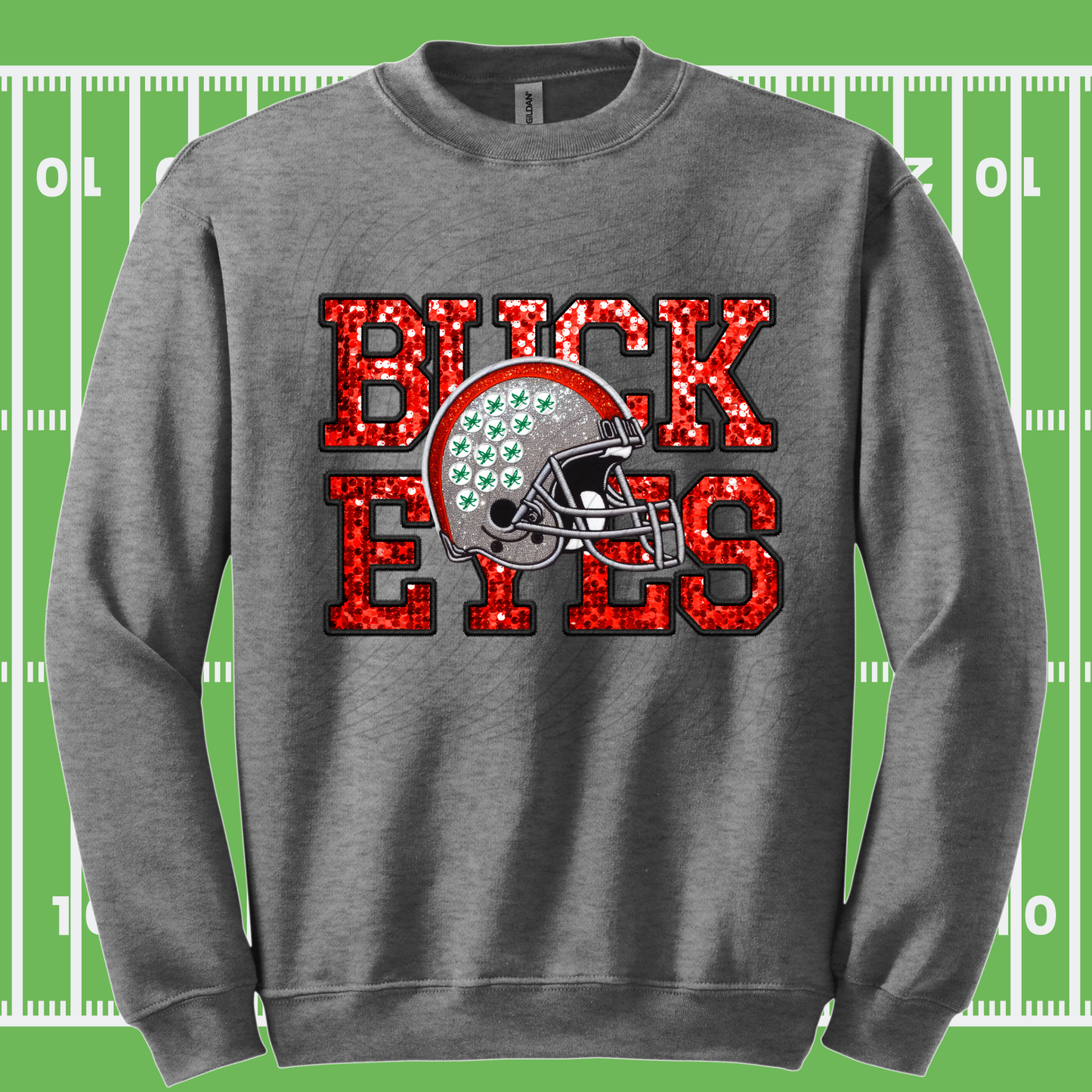 BUCK EYE FAUX EMBROIDERY & SEQUINS - DTF TRANSFER